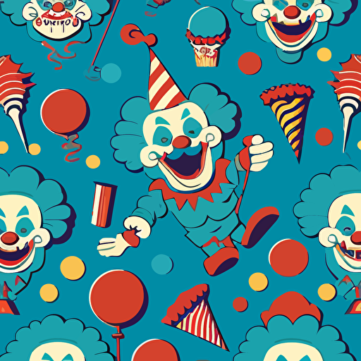 a seamless repeating vector pattern of clown related items