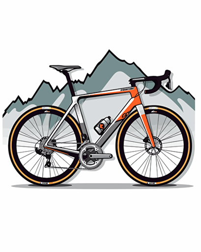 gravel bike, sticker style, vector style, white background, logo style, png