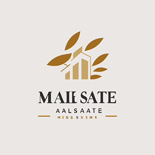 real estate consultant M’s, logo, vector, simple, flat, low detail, smooth, plain, minimal, straight design, white background, Sato Kashiwa style