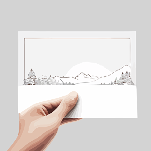 hand holding A4 blank paper landscape from a top vector white background