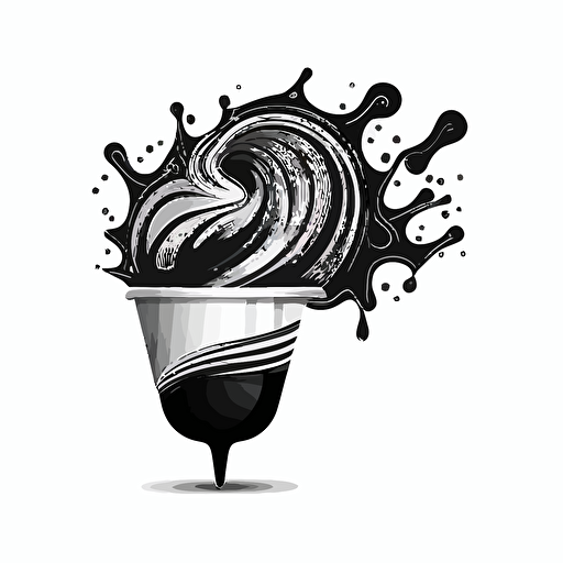 modern fun logo of ice melting and juice snow-cone in a cup black vector white background