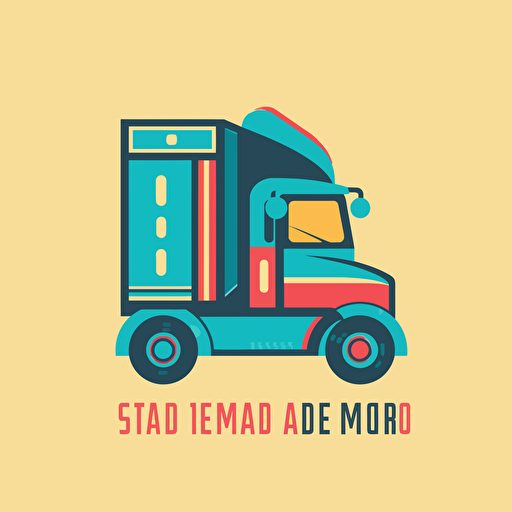logo design for a semi truck arcade game, flat, modern, vector, 2D, icon, controler, Semi truck, simple, happy vibes, vibrant, big text