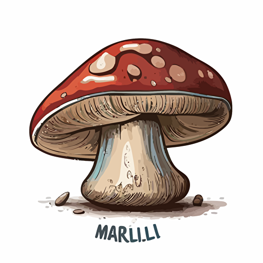 handdrawn russula mushroom, vector art, morandi colours, isolated white background