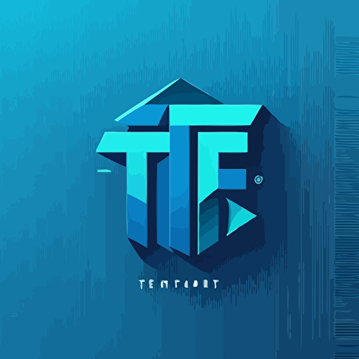 a simple logo with word TF inside, vector illustration, modern style, flat, blue as a main color
