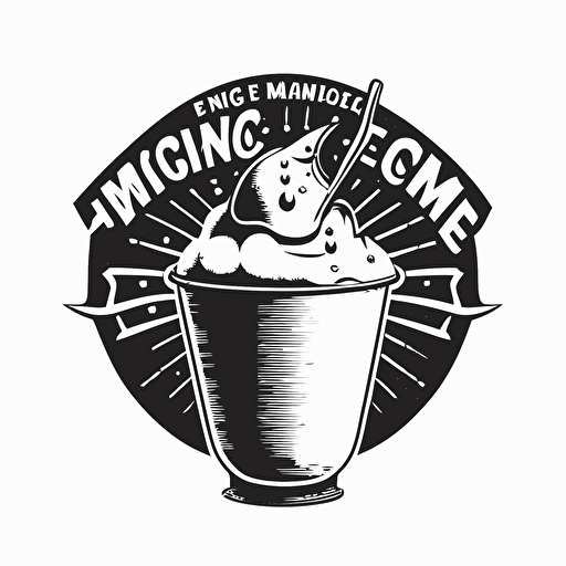 retro logo of ice melting and juice snow-cone in a cup black vector white background