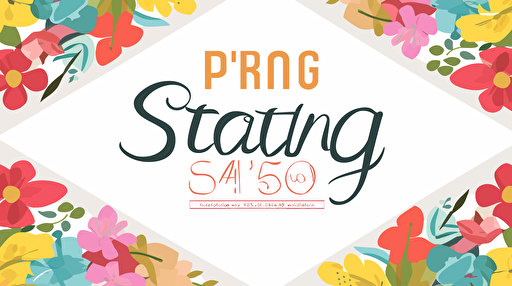 flat vector logo for Spring Flooring Sale, bright colors, white background