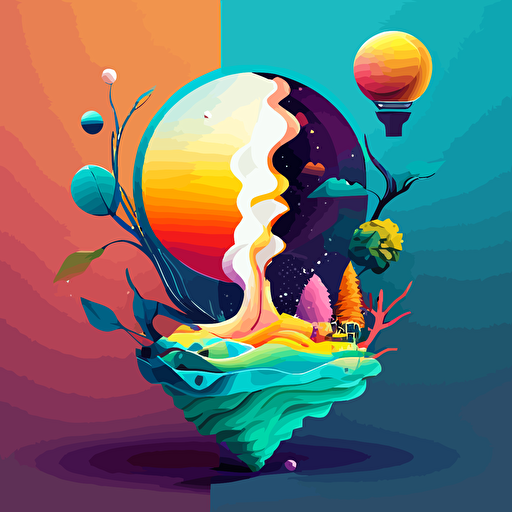 bright surrealist art vector