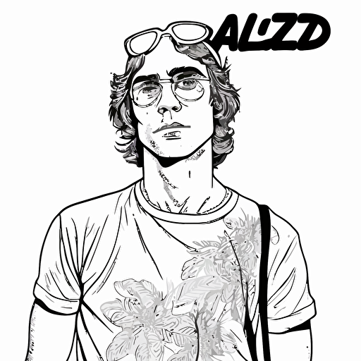 2d vector drawing coloring page of dazed and confused
