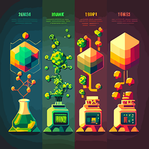 A stuning vector illustration, of the process and change in evolution, between atoms and pixels