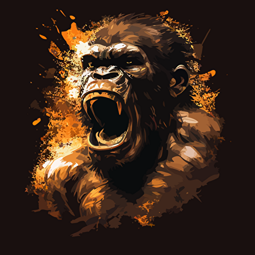 roaring ape, mythical, face, vector