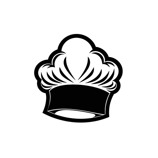 illustration of a chef's hat logo , for a logo of a restaurant , maximun 2 colors, stikert, vector stile , (white, black), white background, v5