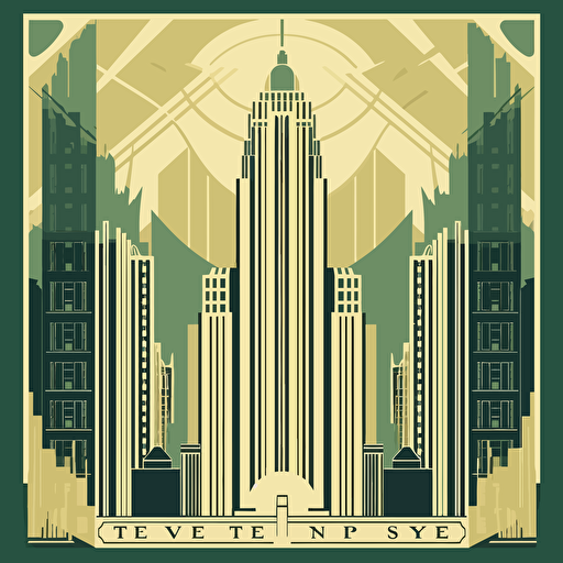 art deco city , vector style, architectural, symmetrical, poster