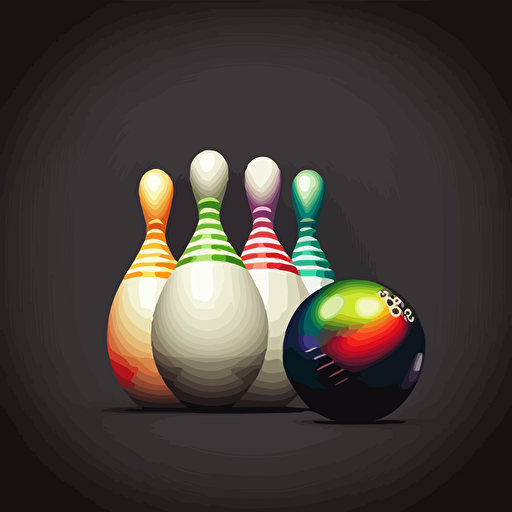bowling skittles and bowling ball, as vector illustration