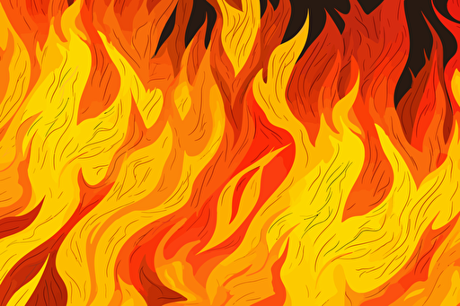 yellow flames, vector, gritty, detailed, red background,