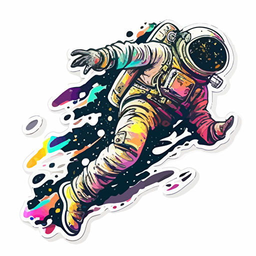 spaceman floating, Sticker, Pastel, Digital Art, Contour, Vector, White Background, Detailed