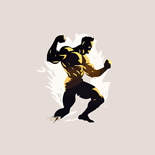 minimalistic vector logo of royal man lion shadow boxing, action pose