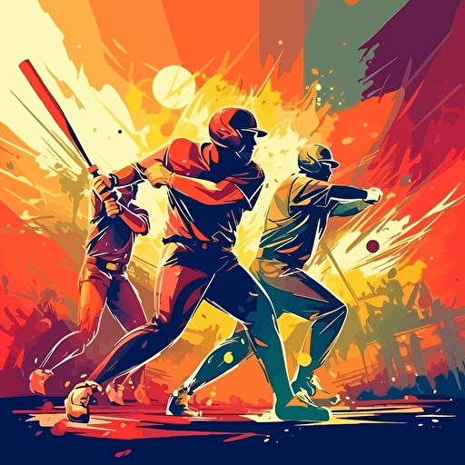 vector illustration of a baseball game in vivid colors
