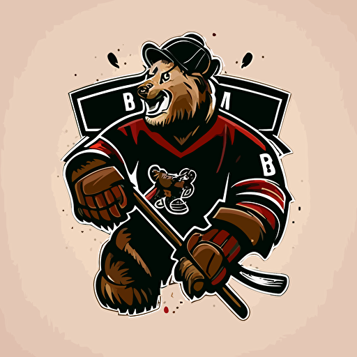 vector logo style bear hockey mascot