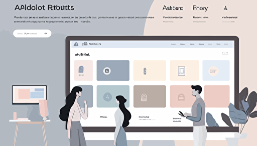 AI prompt product sales page, a visually engaging design showcasing various AI applications, with people interacting with AI-powered devices in different settings like homes, offices, and nature, focusing on the ease and versatility of AI technology, Illustration, modern flat vector style, Color Scheme: A minimalistic palette of soft grays, whites, and muted blues, with subtle hints of pastel accent colors to draw attention to important elements,