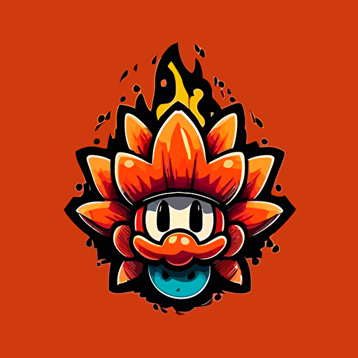 super mario vector logo hippie fire flower, vector art, simple, cartoon, 2d