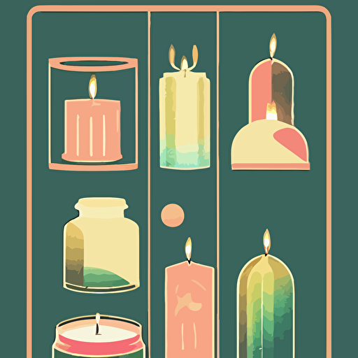 illustration set beautiful scented candles tomer hanuka art deco painting tom whalen interior trending behance grainy texture flat shading vector art airbrush pastel watercolor poster