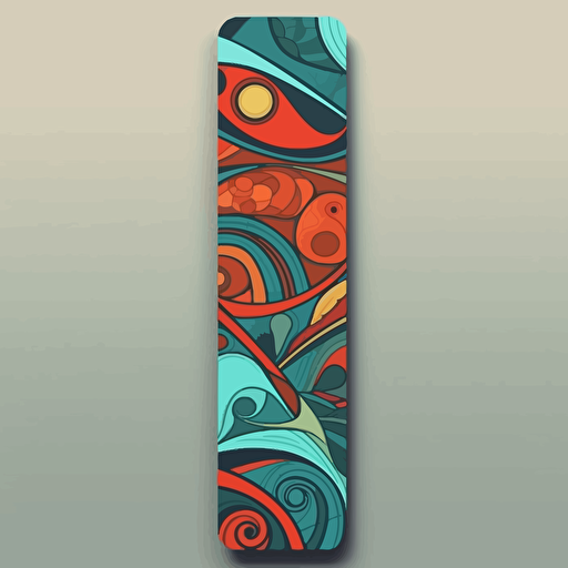 rectangular bookmark, illustration, ultimate frisbee, inspired by elements of nature, 5-color cold palette , vectorized illustration, colors not repeating side by side, geometric shapes and curves.