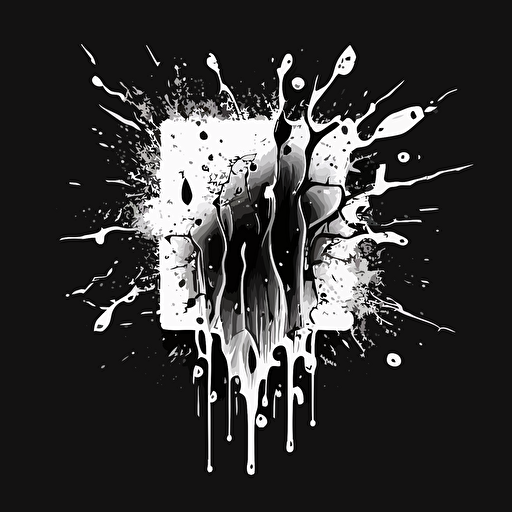 flat simple image falling ice on fire, vector style, black and white