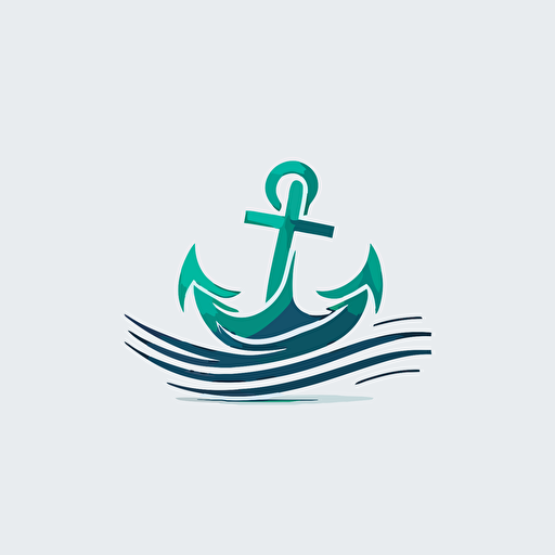 minimalistic simple Vector anchor sea waves marine company logo