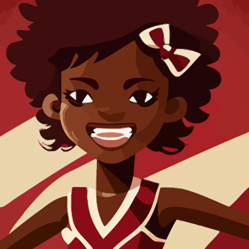 Vector animation of teenage brown skinned cheerleader wearing maroon, vector illustration