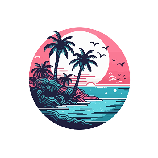 make a vector logo for my company Bermies. It has to be minimalistic, white background, no details. Has to have island and tropical vibes. Use color palette of pink and blue.
