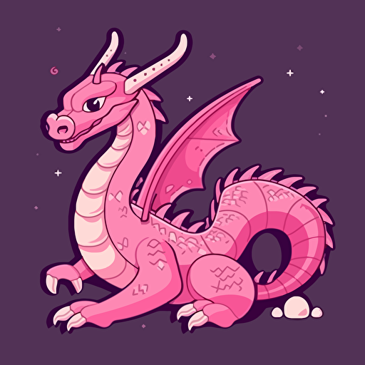 pink dragon cartoon style, vector