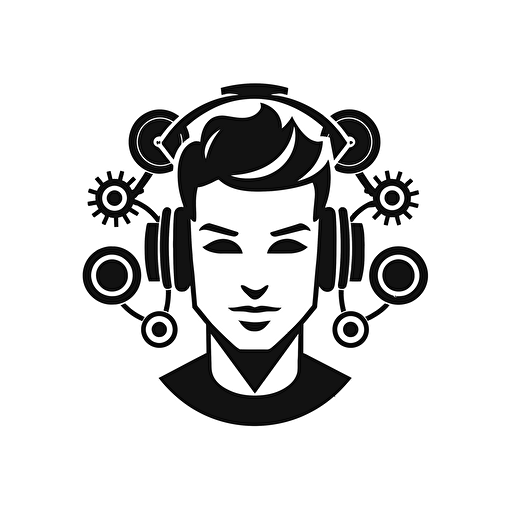 technical support icon, simple, black, white background, vector