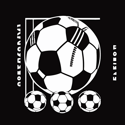 [style] iconic logo of a football, basketball and soccer program in black vector with white backround