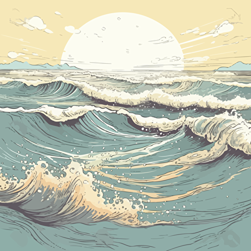 beach, sea waves in vector version