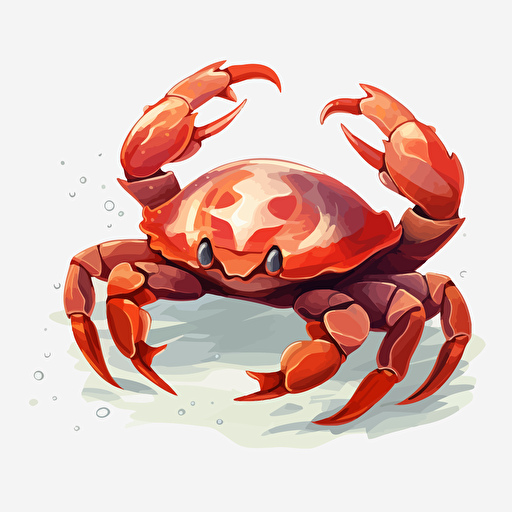 crab, detailed, cartoon style, 2d clipart vector, creative and imaginative, floral, hd, white background