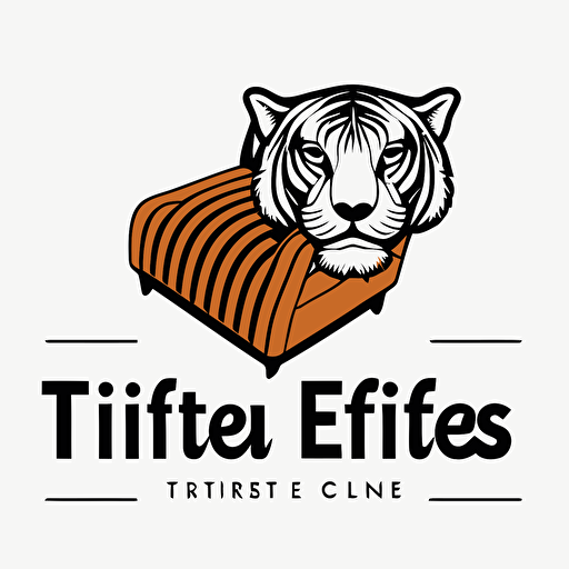simple vector line logo with a white background for an upholstery company called tiger leathers