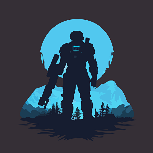 silhouetted amazing ultra detailed vector art of Halo videogame