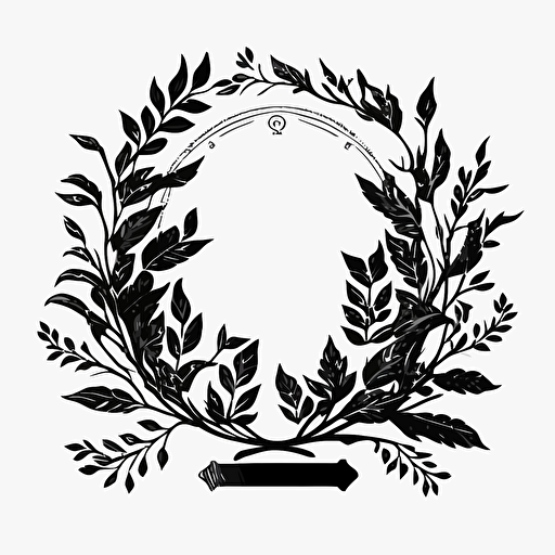roman laurel leaves circle, logo design, vector, svg, lineart, illustrator, transparent background, black and white