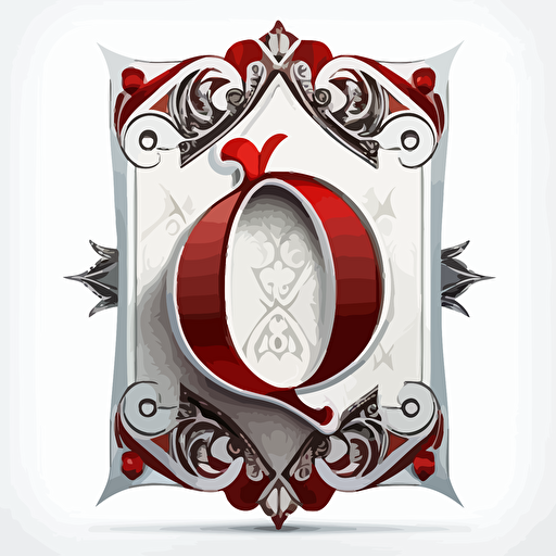 the letter Q in playing card style font, 2d, vector, v5, white background