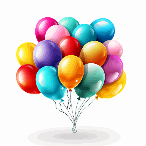 multi color balloons vector art, white background