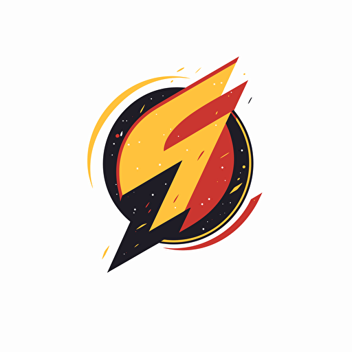 a logo that is flat and vectorized of the letter Q with a lightning bolt where all the edges are smooth with a white background