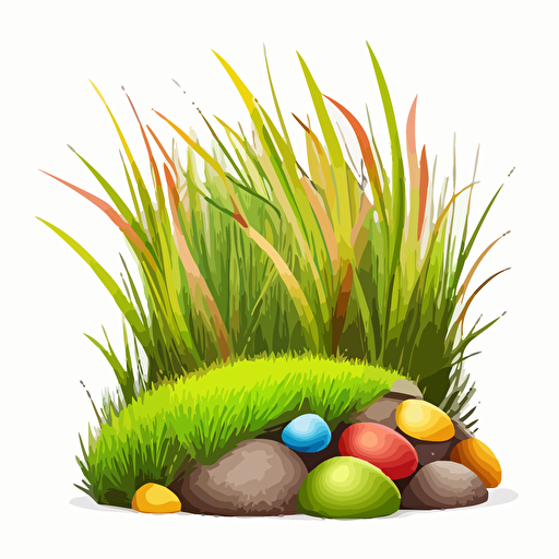 grass patches, vector art, morandi colours, isolated white background