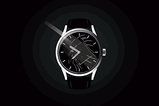 flat vector watch logo, black and white silhouette