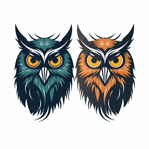 Owl, logo, two colors only, in the style of minimalist, vector, minimalist, icon, simple, logo technique, comic vector illustration style, flat design, minimalist icon, flat, adobe illustrator, white background