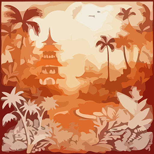indonesian batik motive, white background, 2d, vector, island motive