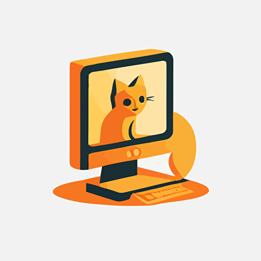orange themed icon, cat, developer, minimalist, vector