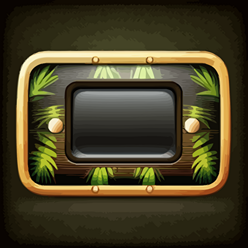 horizontal rectangular dark rounded button with tiki bamboo framing, with room for text inside the button design vector, no background