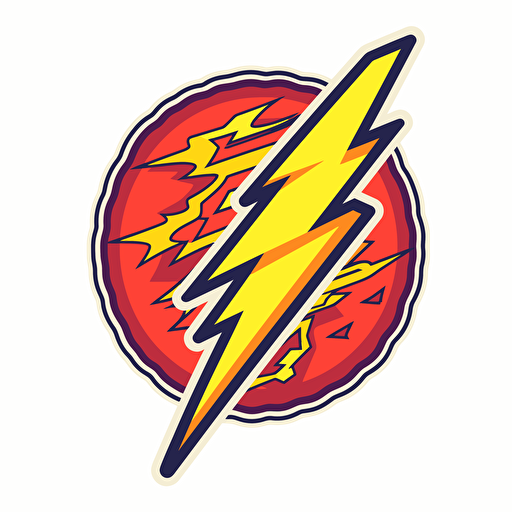 Thunder Bolt Sticker, Retro, Vector, White Background v 5