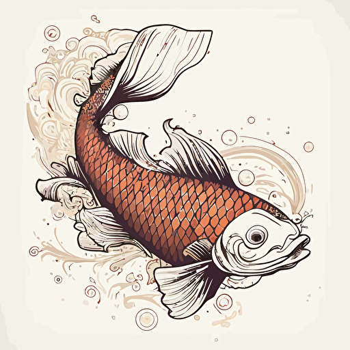 koi vector art , outline
