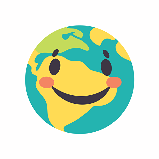 simplified flat art vector image of smile earth on white background